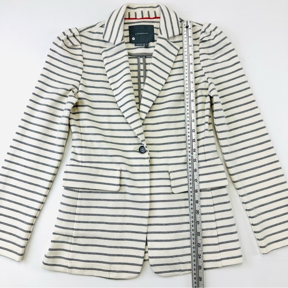 Anthropologie Francoise jersey stripe blazer Gray Ivory Knit Womens XS - Picture 3 of 16